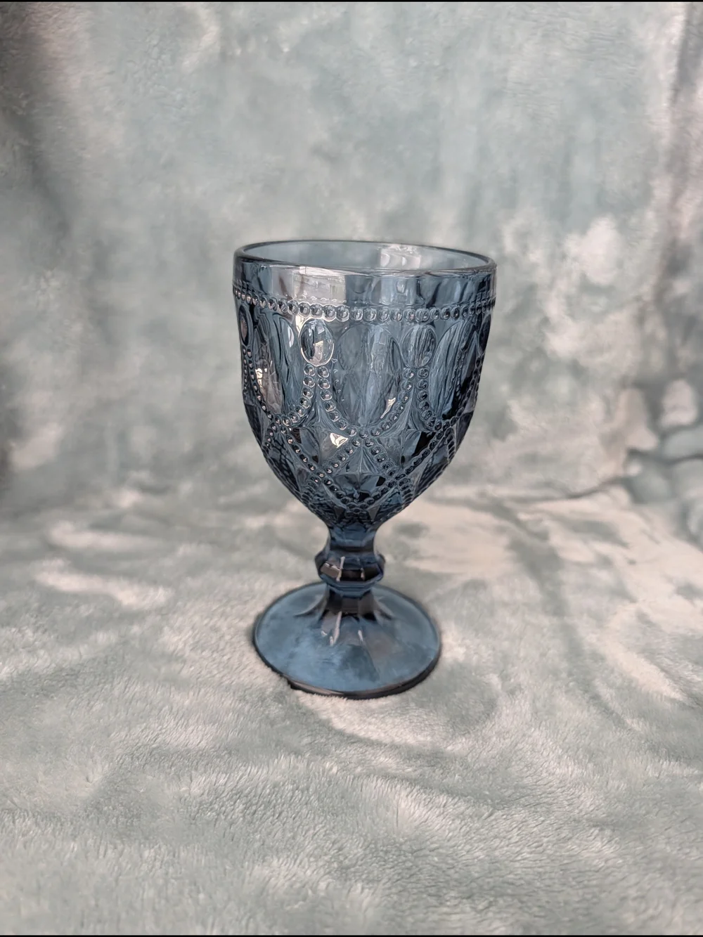 Blue Pressed Glass Goblets - Set of 6